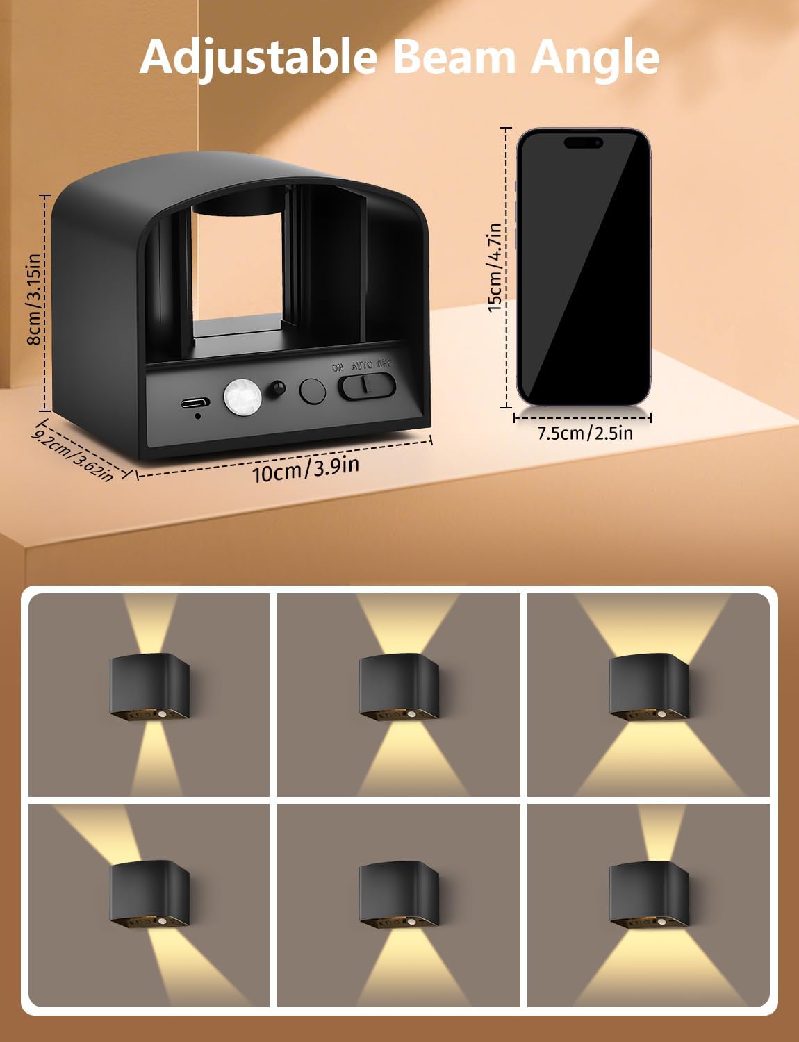 Rechargeable Dimmable Motion‑Sensor Wall Sconces