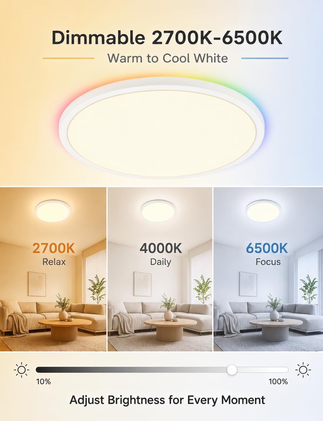 RGBIC Alexa‑Enabled Flush‑Mount Ceiling Light