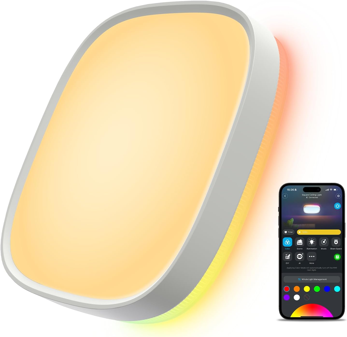RGBIC Square Smart Ceiling Light 1‑Pack