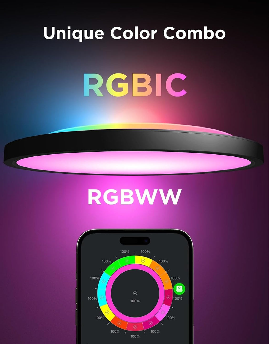 RGBIC Adjustable Smart Ceiling Light Fixture