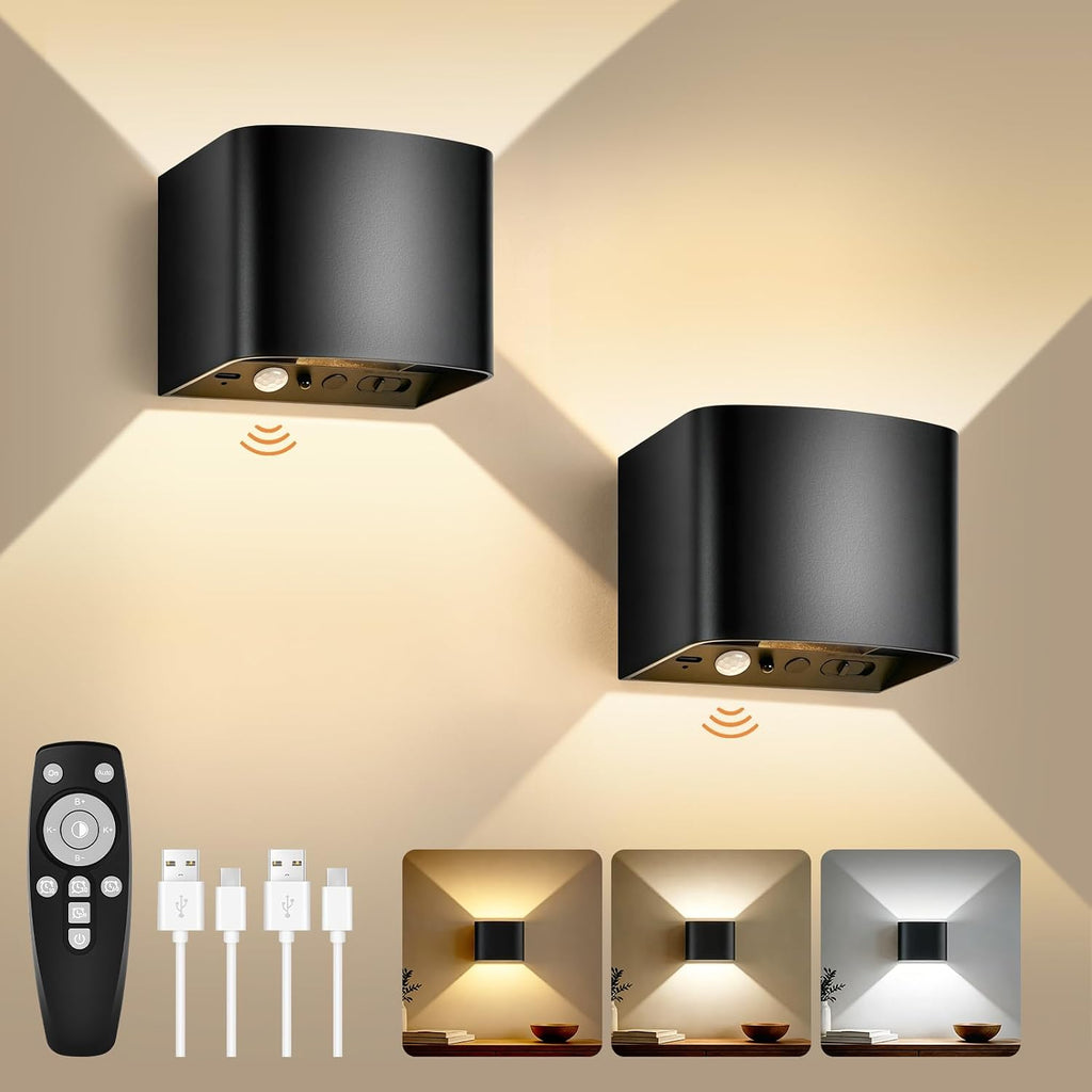 Rechargeable Dimmable Motion‑Sensor Wall Sconces