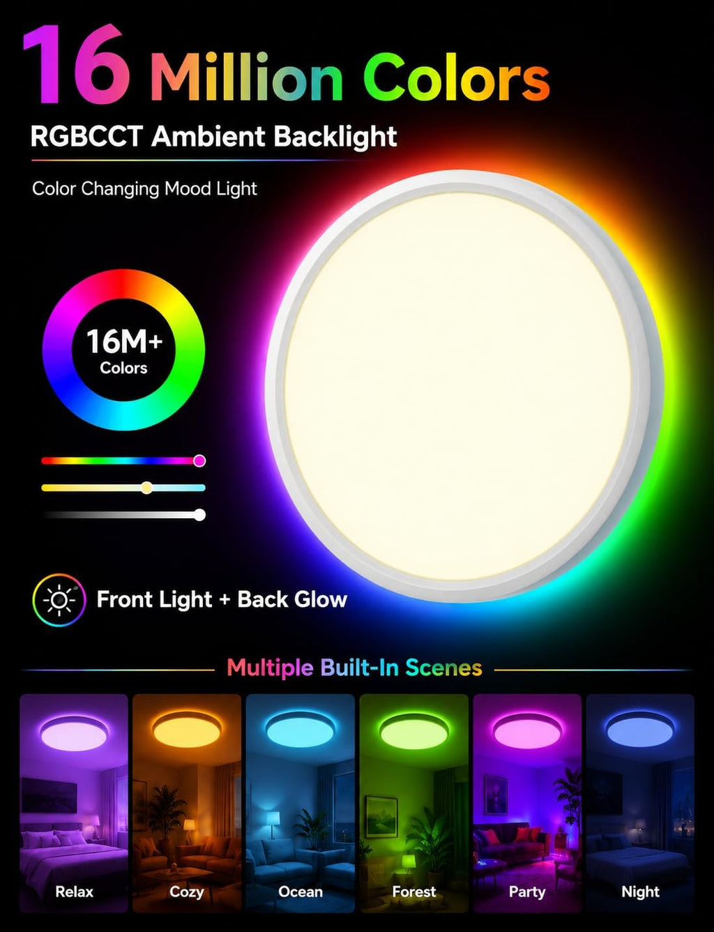RGBIC Alexa‑Enabled Flush‑Mount Ceiling Light