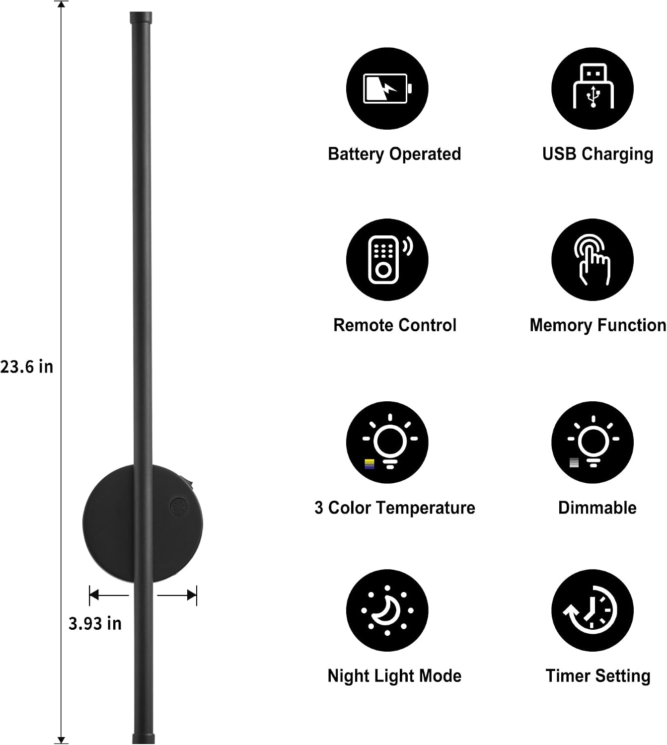 Battery Dimmable CCT Motion‑Sensor Wall Sconces