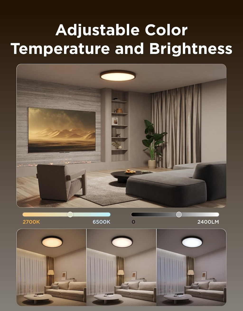 RGBIC Adjustable Smart Ceiling Light Fixture