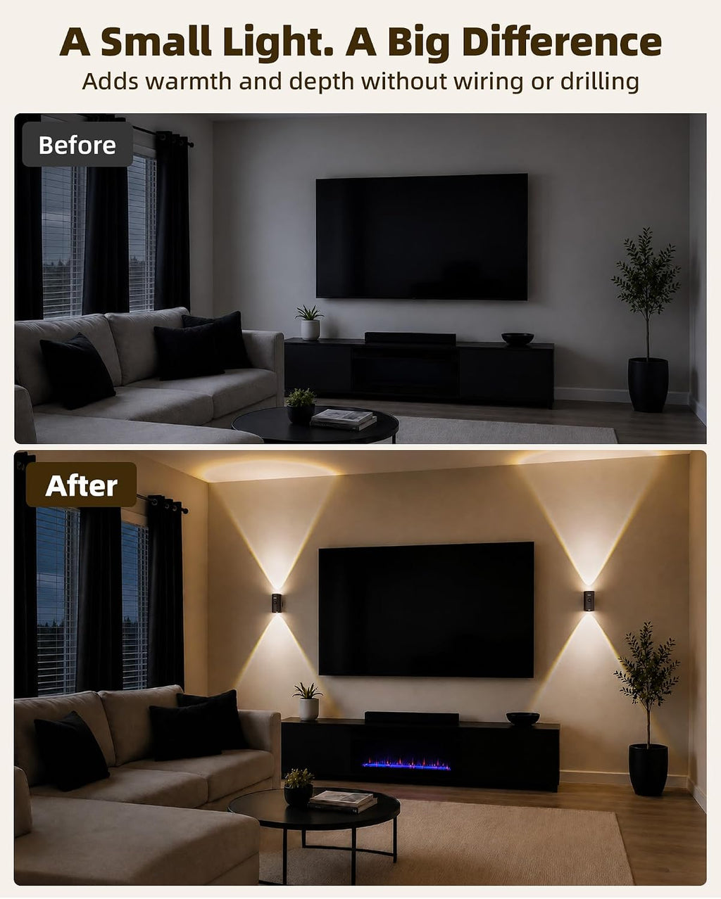 Rechargeable Wireless Motion‑Sensor Wall Sconce