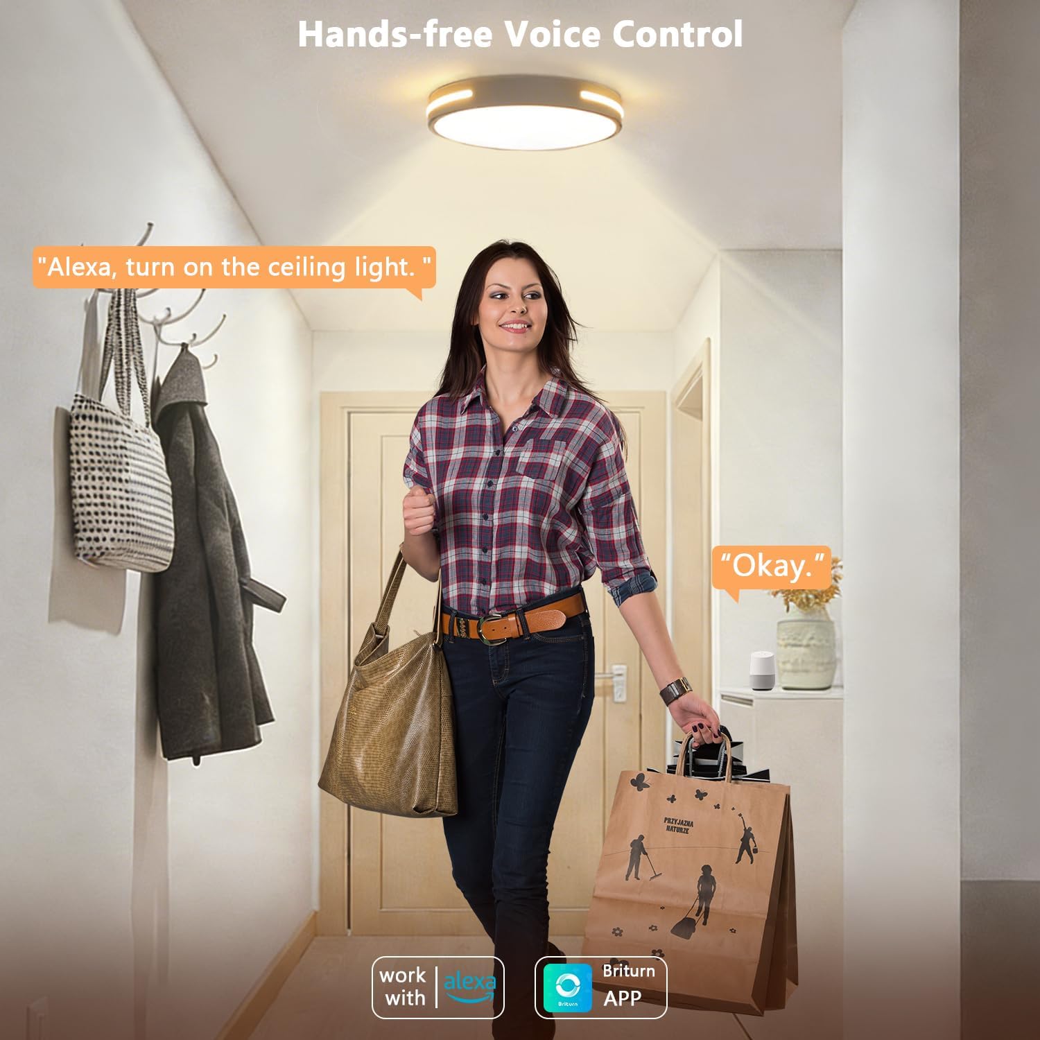 RGBIC Alexa‑Controlled Flush‑Mount Ceiling Light