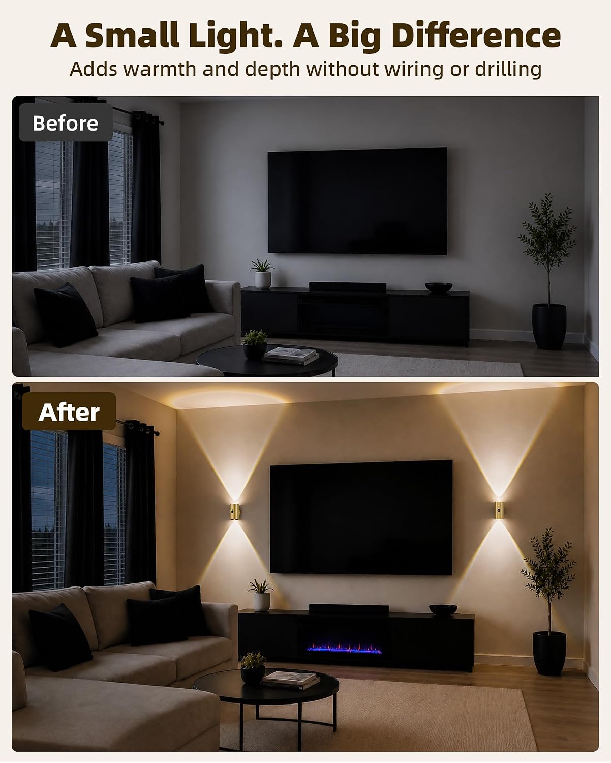 Rechargeable RGB CCT Motion‑Sensor Wall Sconces
