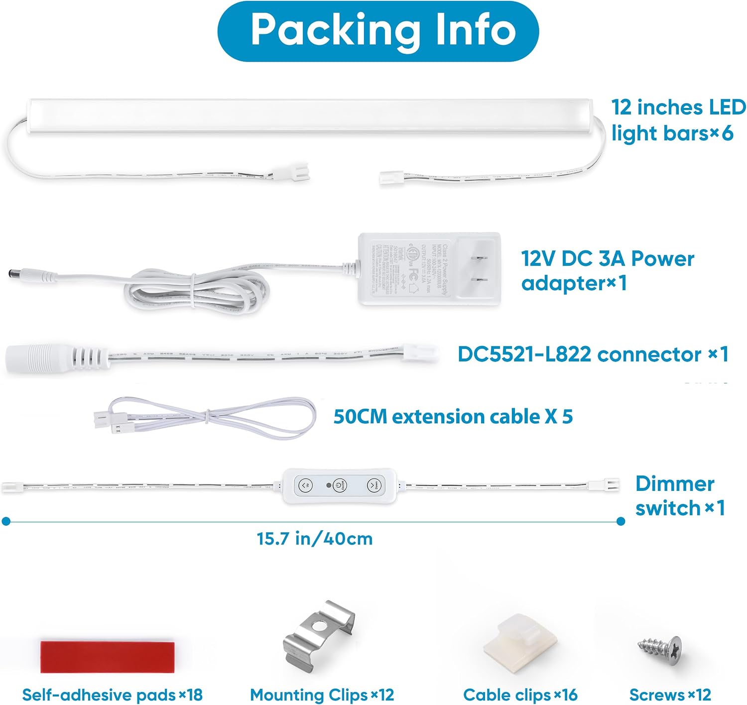 Plug‑in Dimmable LED Under Cabinet Lights