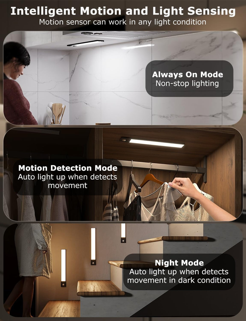 Wireless Remote Motion‑Sensor Cabinet Lights