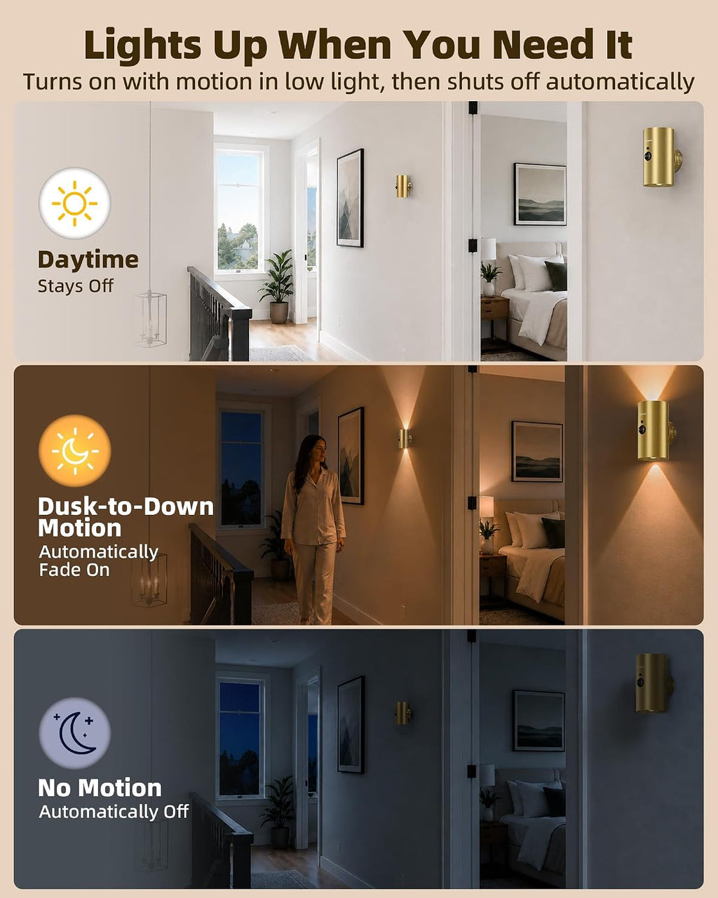 Rechargeable RGB CCT Motion‑Sensor Wall Sconces