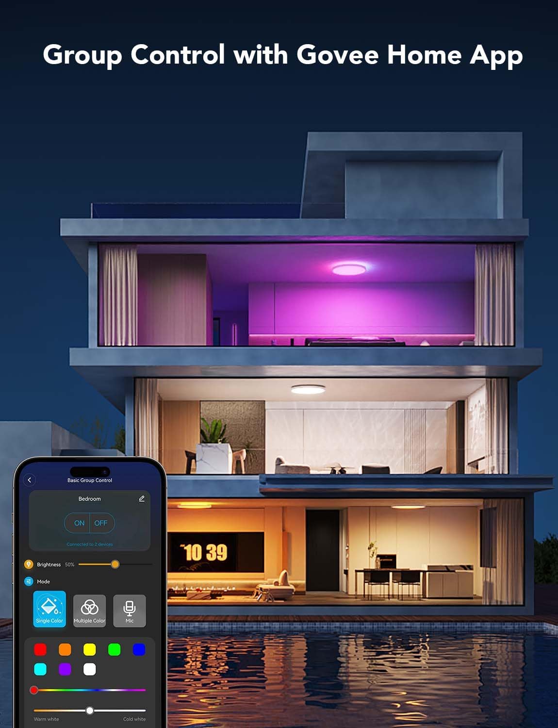 RGBIC Tunable Smart Ceiling Light Fixture