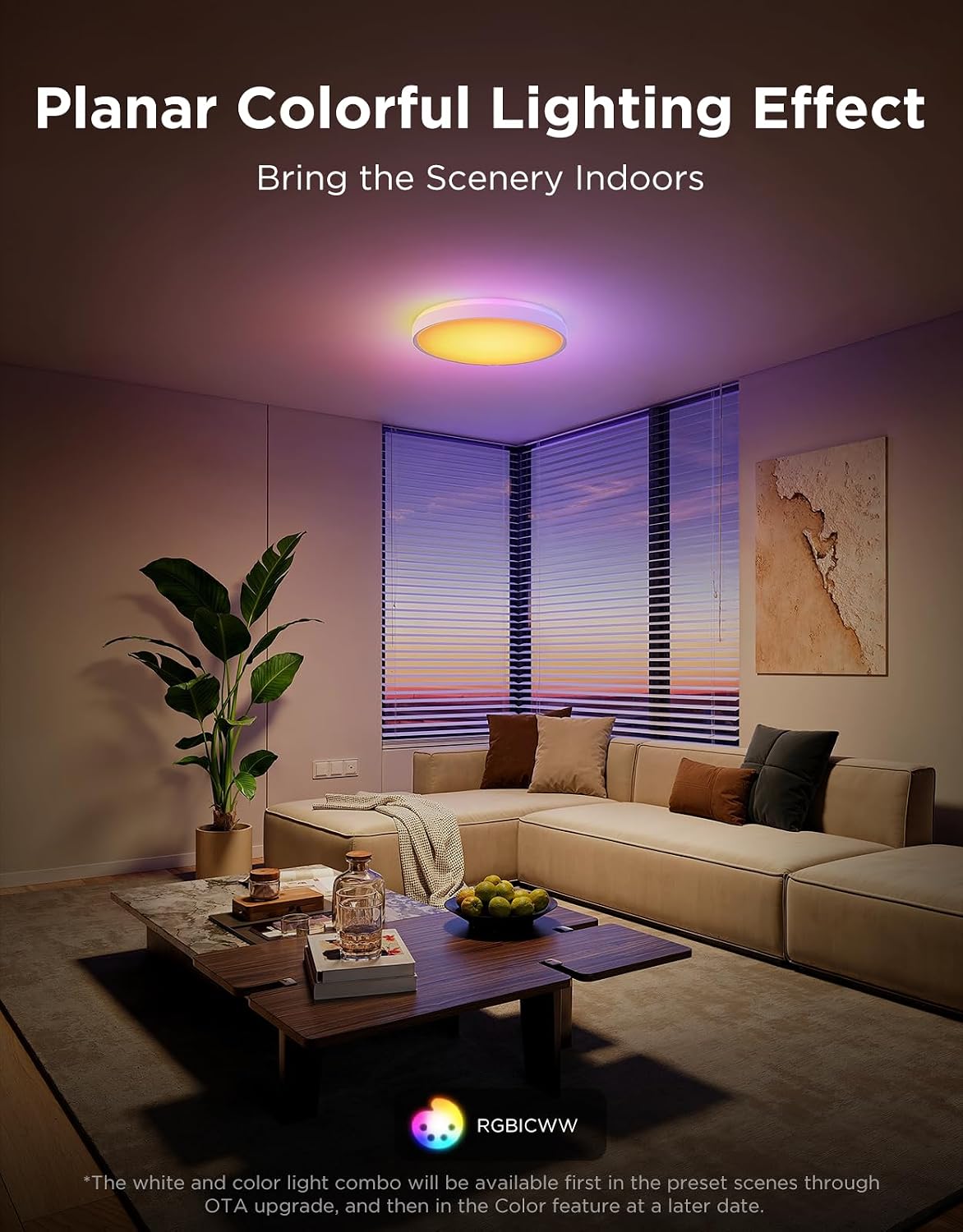 RGBIC Adjustable Smart Ceiling Light Fixture