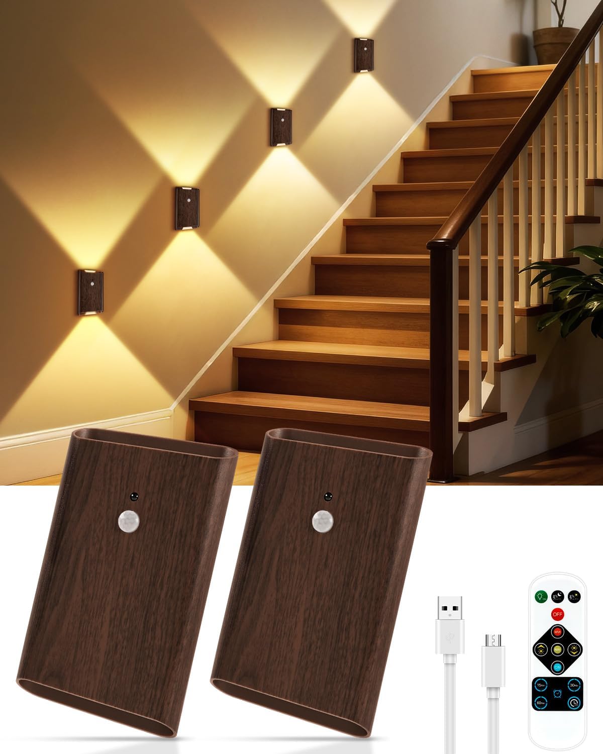 Rechargeable Motion‑Sensor Wall Light Set