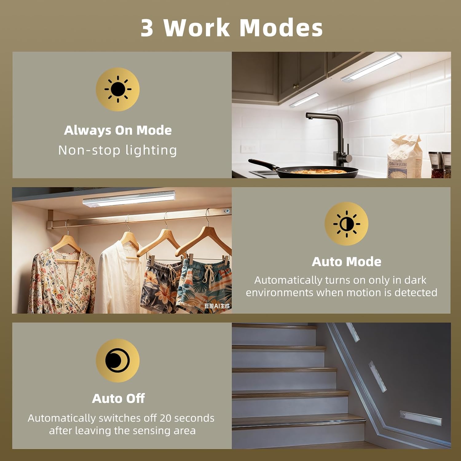 Wireless Motion‑Sensor Under Cabinet Lights