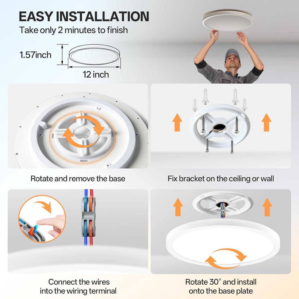 Voice‑Controlled CCT Flush‑Mount Ceiling Light